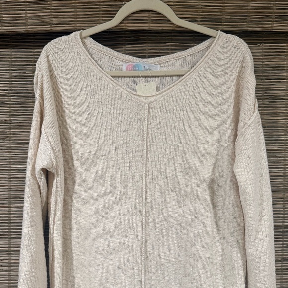 Free People Bri Sweater Maxi Dress Cream Boho Slit Lounge S - Picture 4 of 7